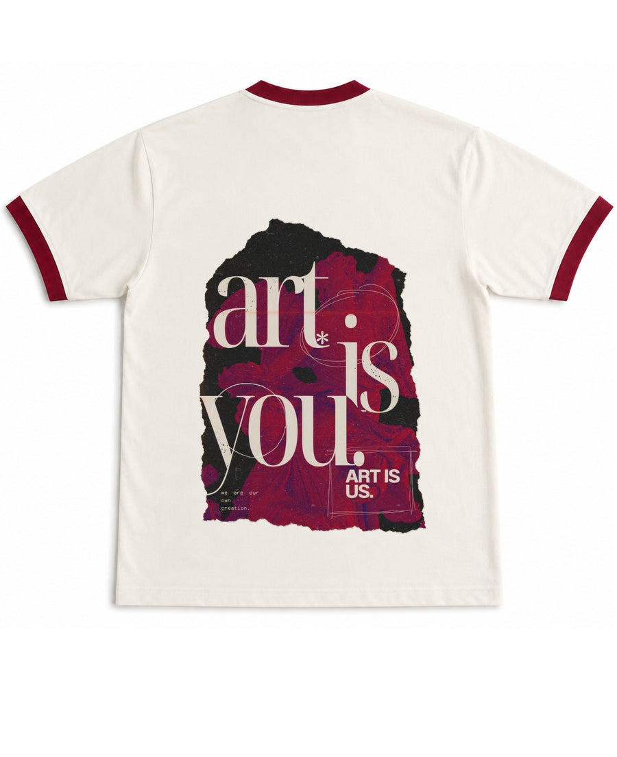 Off White & Maroon Ringer tee Back Design