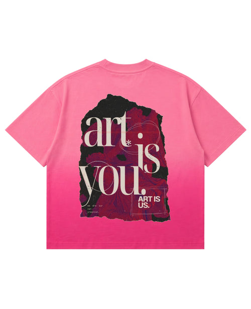 Pink Sunfade Ombré Wash Boxy Fit T-shirt Back Design
