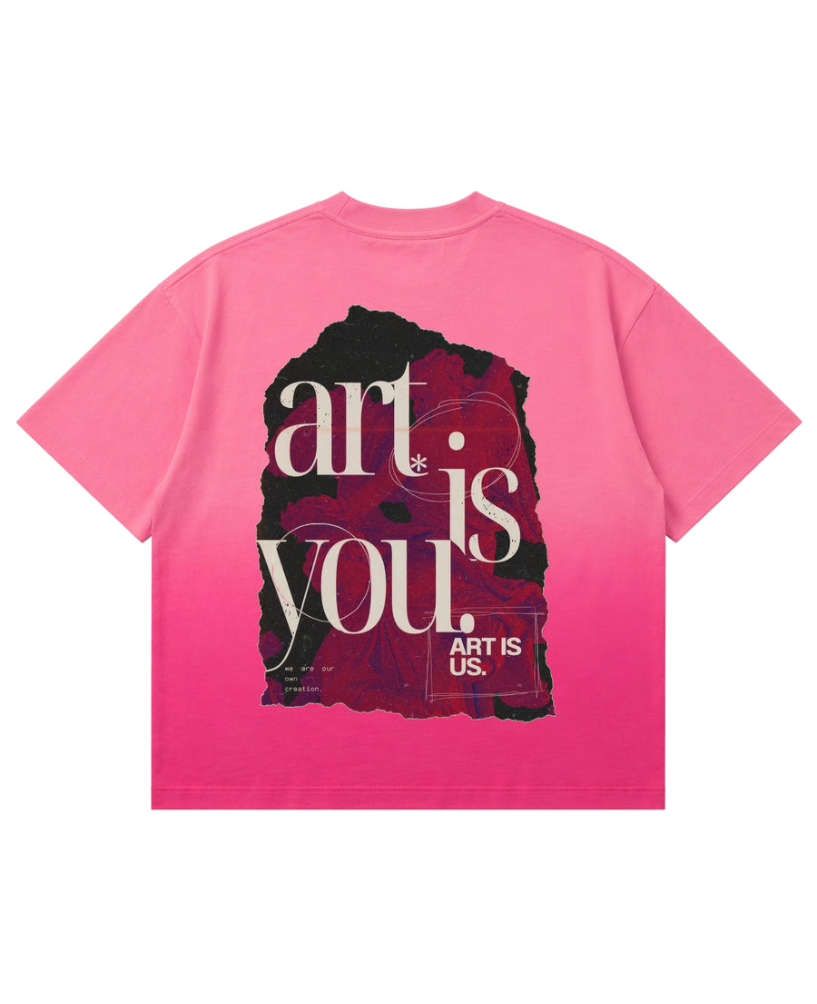 Pink Sunfade Ombré Wash Boxy Fit T-shirt Back Design