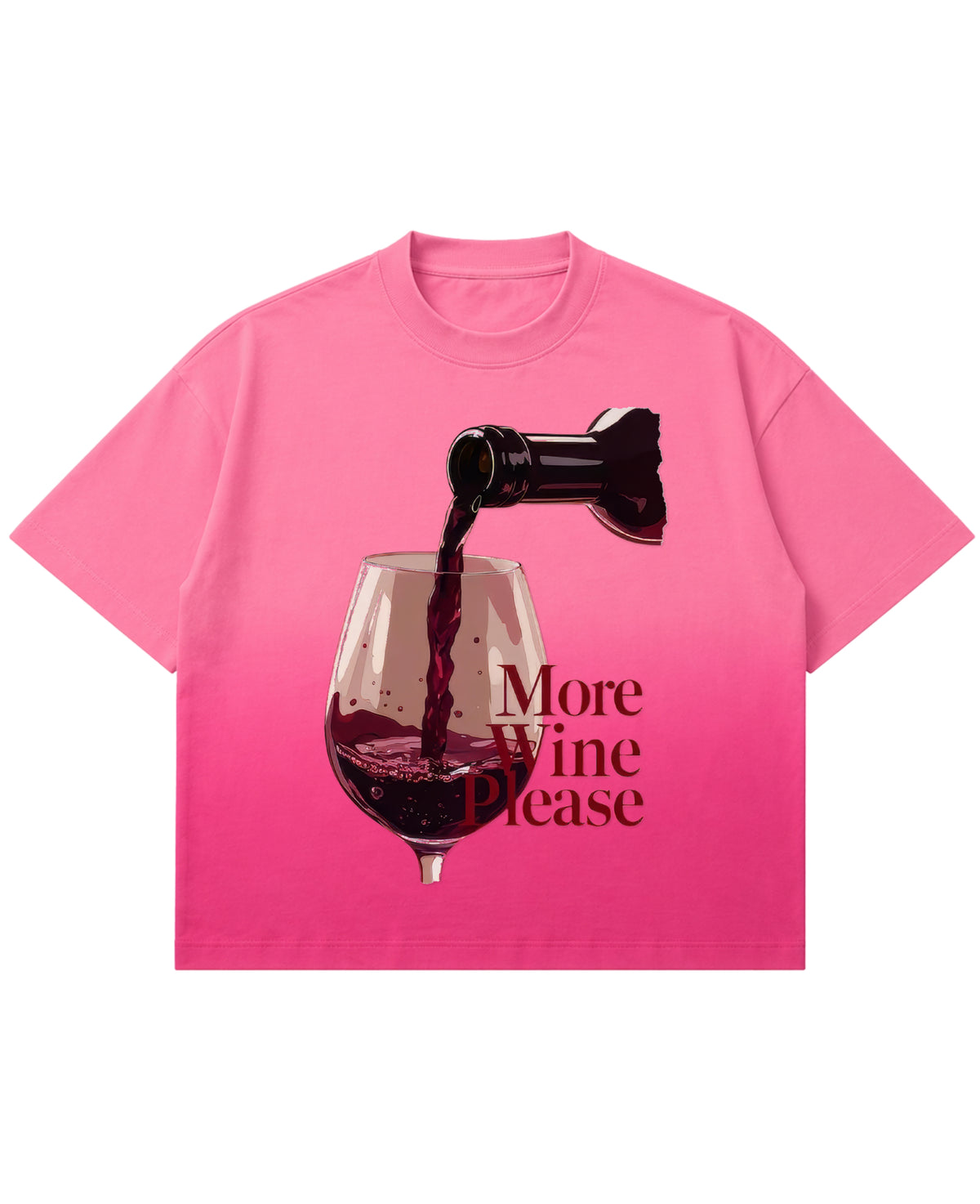 Pink Sunfade Ombré Wash Boxy Fit T-shirt Front Design