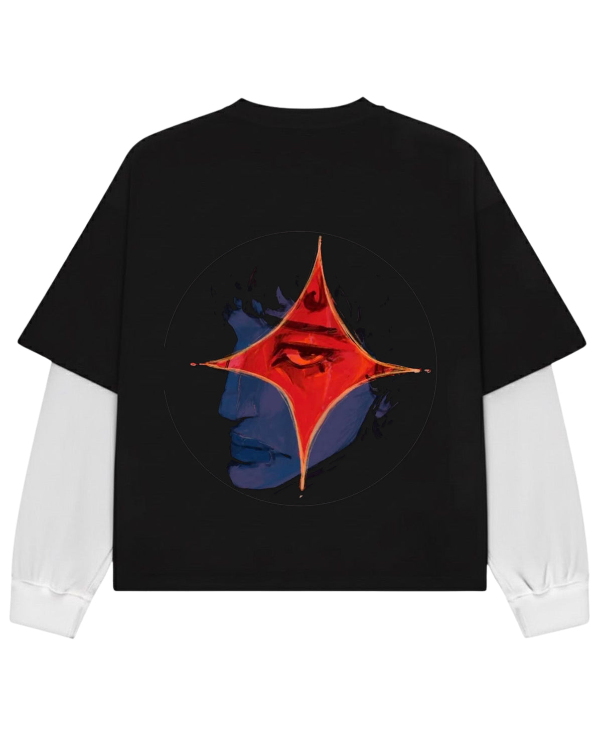 Black With White Sleeve Oversized Tee Back Design
