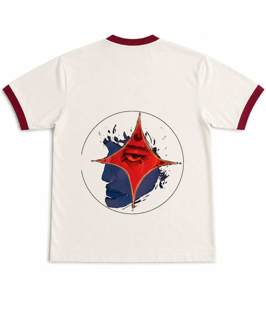 Off White & Maroon Ringer tee Back Design