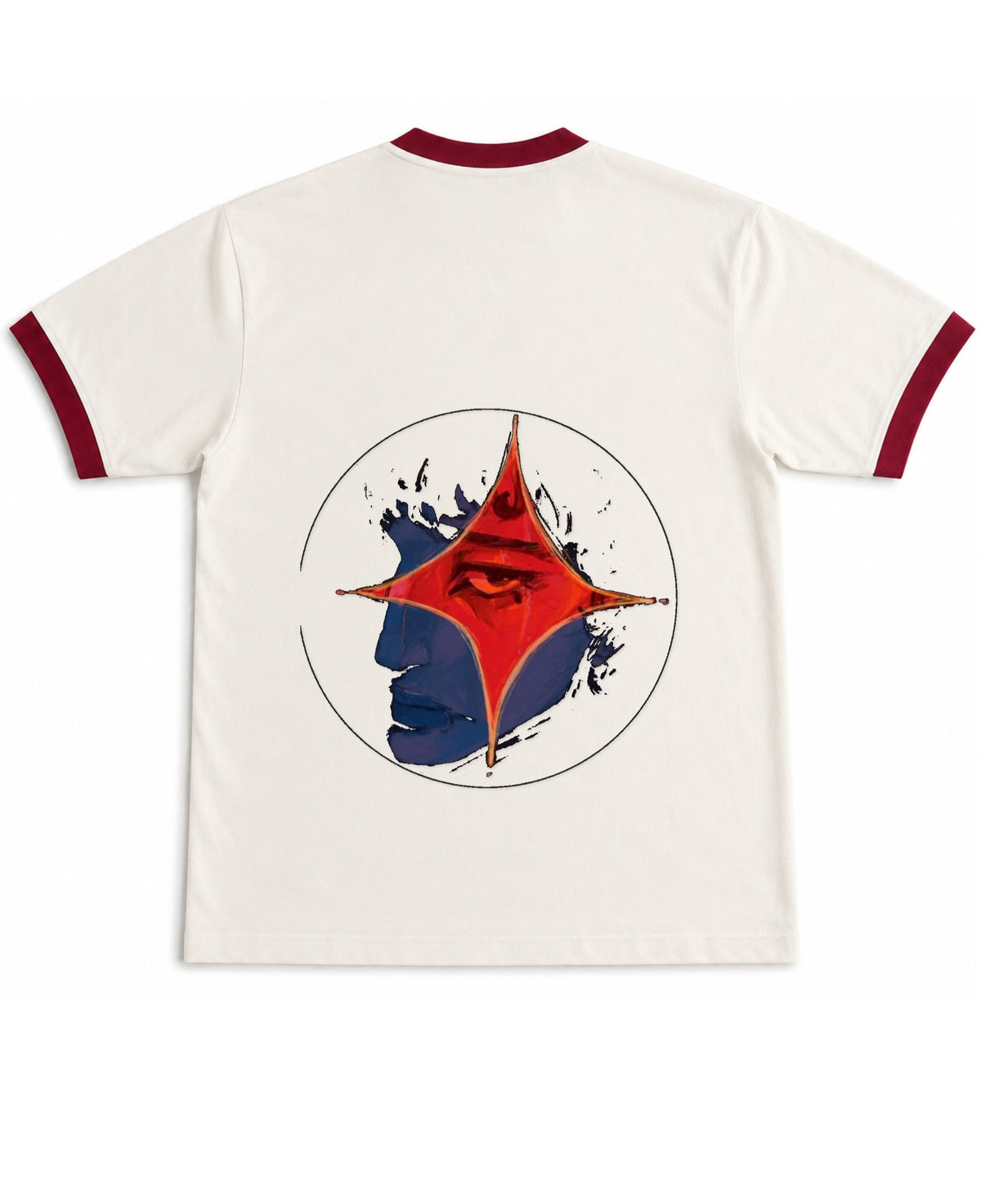 Off White & Maroon Ringer tee Back Design