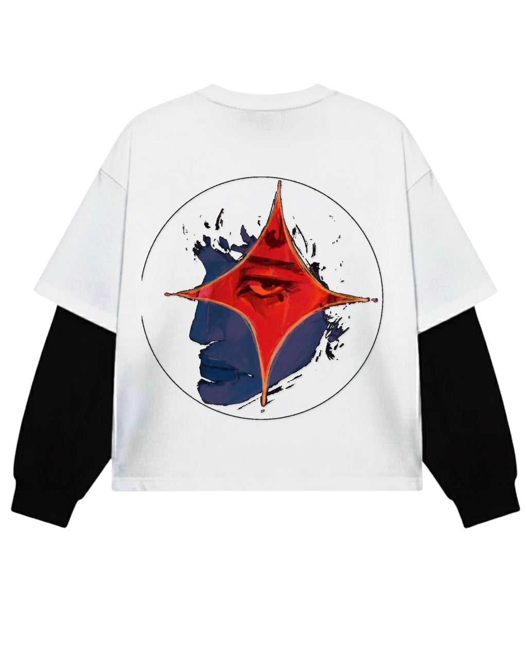 White With Black Sleeve Oversized Tee Back Design