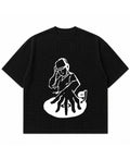 Black waffle boxy fit Front Design
