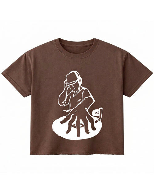 Brown Boxy Fit T-shirt Front Design