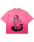 Pink Sunfade Ombré Wash Boxy Fit T-shirt Front Design