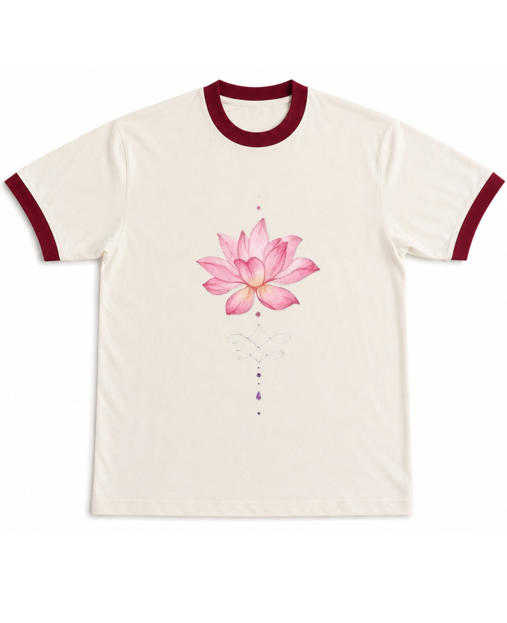 Off White & Maroon Ringer tee Front Design
