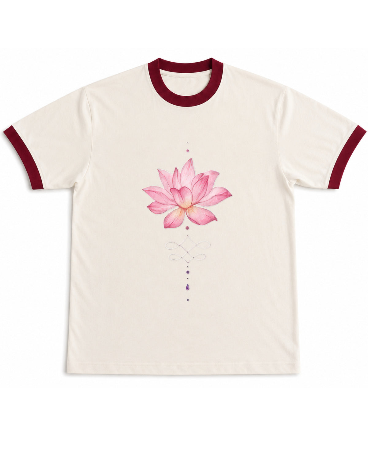 Off White & Maroon Ringer tee Front Design
