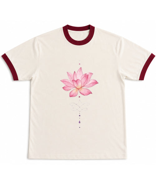 Off White & Maroon Ringer tee Front Design