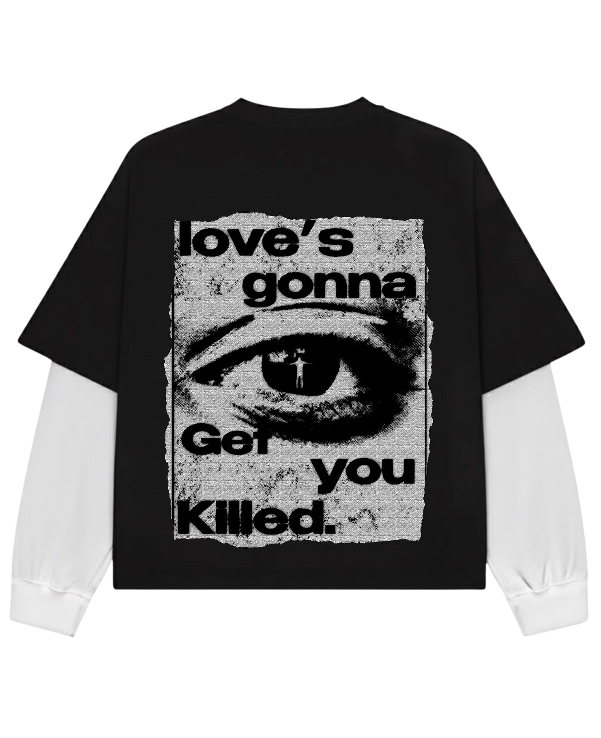 Black With White Sleeve Oversized Tee Back Design
