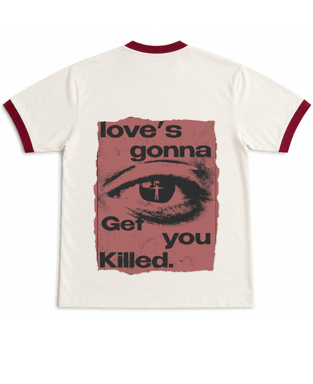 Off White & Maroon Ringer tee Back Design