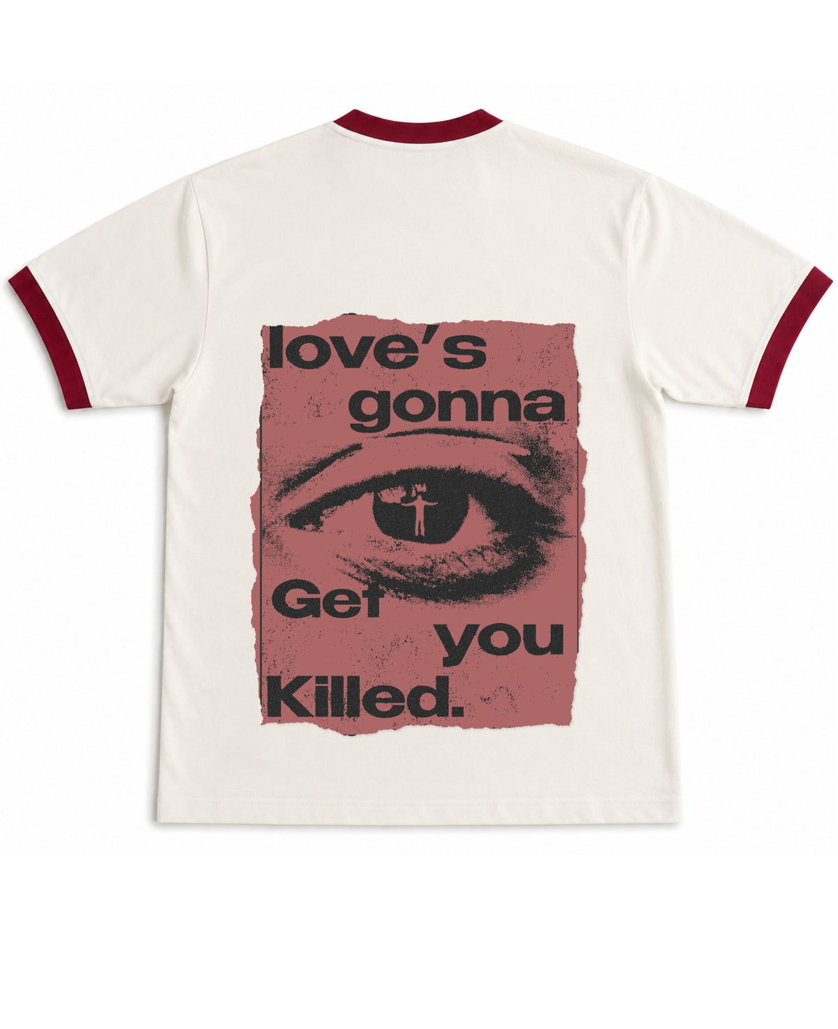 Off White & Maroon Ringer tee Back Design