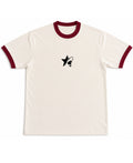 Off White & Maroon Ringer tee Front Design
