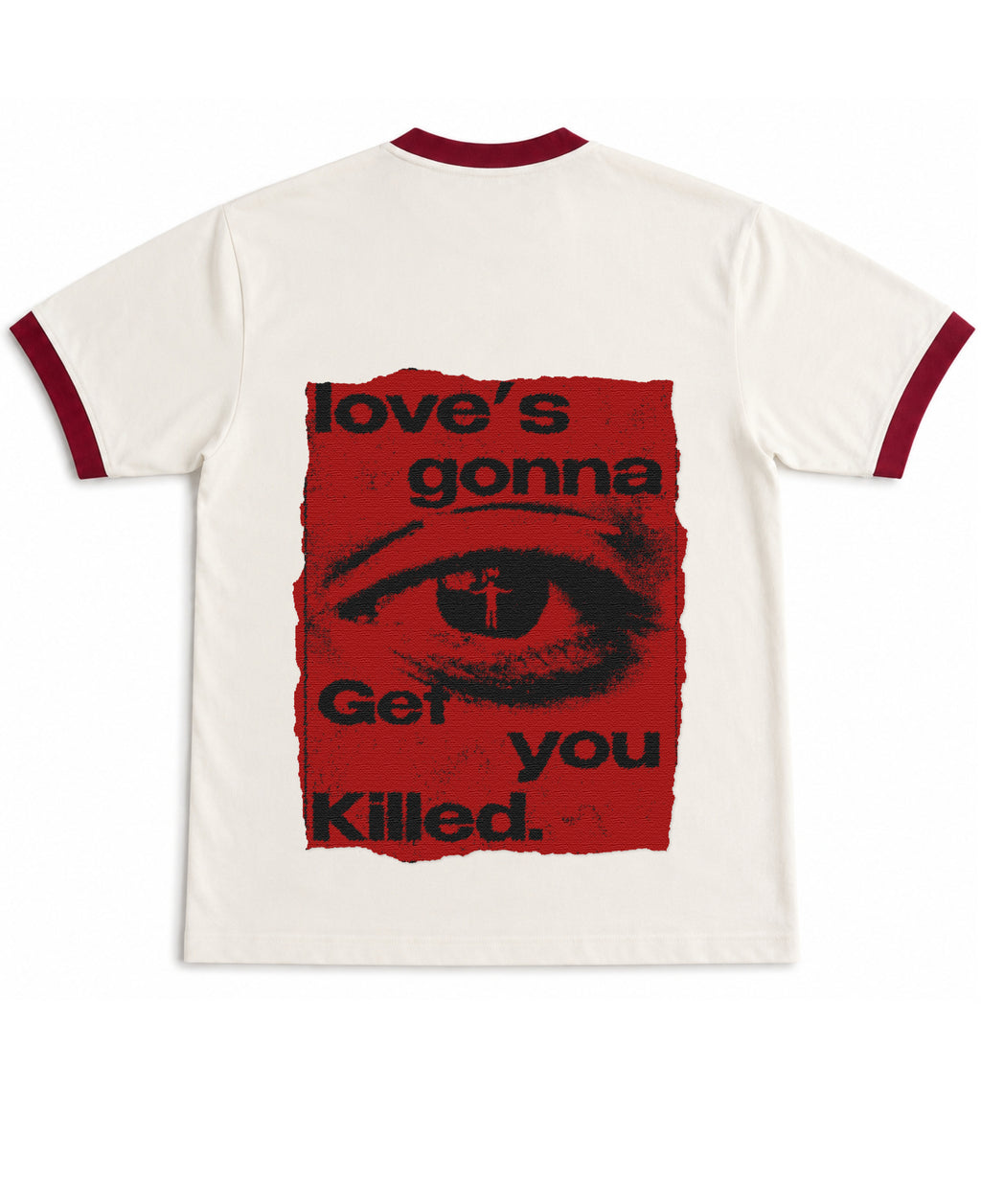 Off White & Maroon Ringer tee Back Design