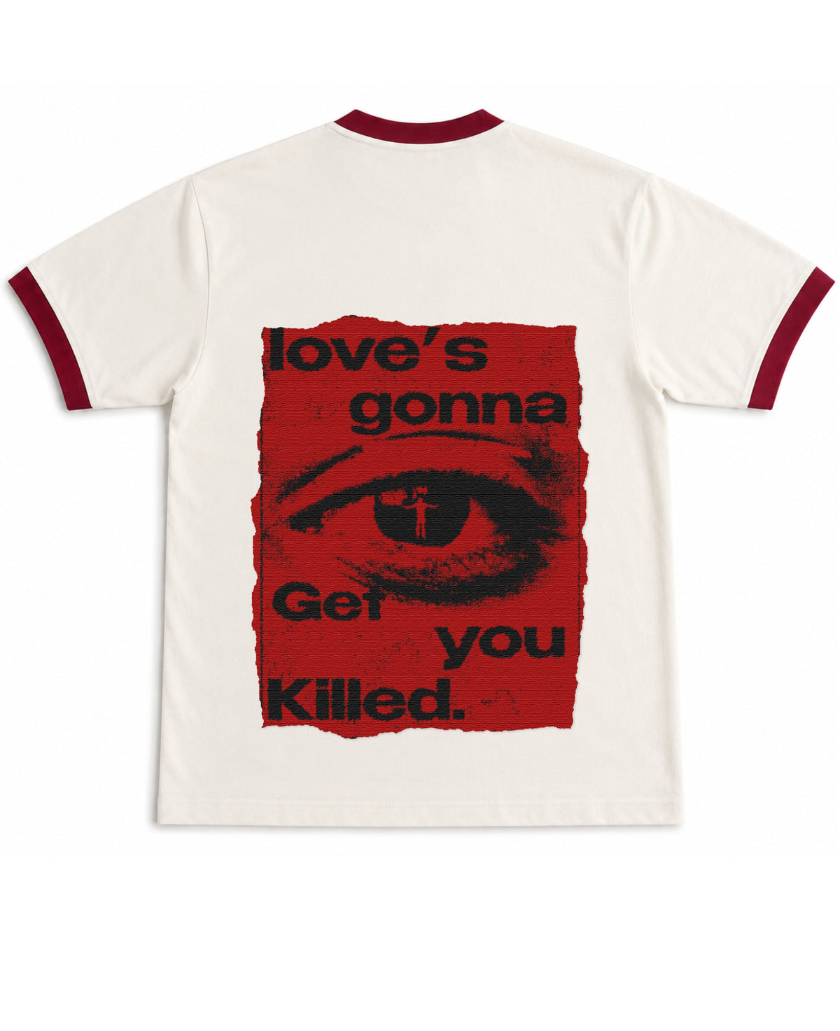Off White & Maroon Ringer tee Back Design