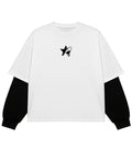 White With Black Sleeve Oversized Tee Front Design
