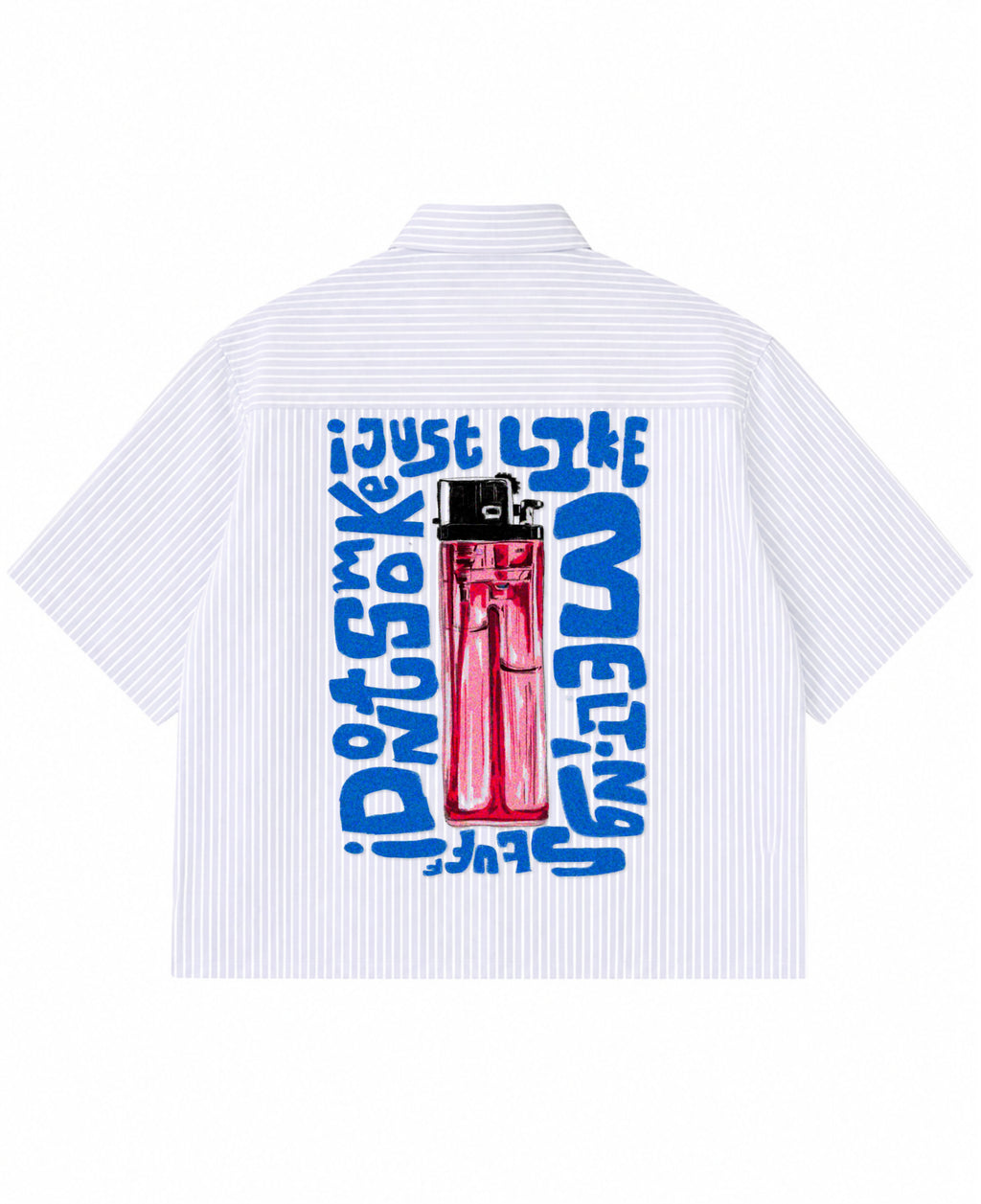 Blue Striped Oxford Boxy Shirt Back Design