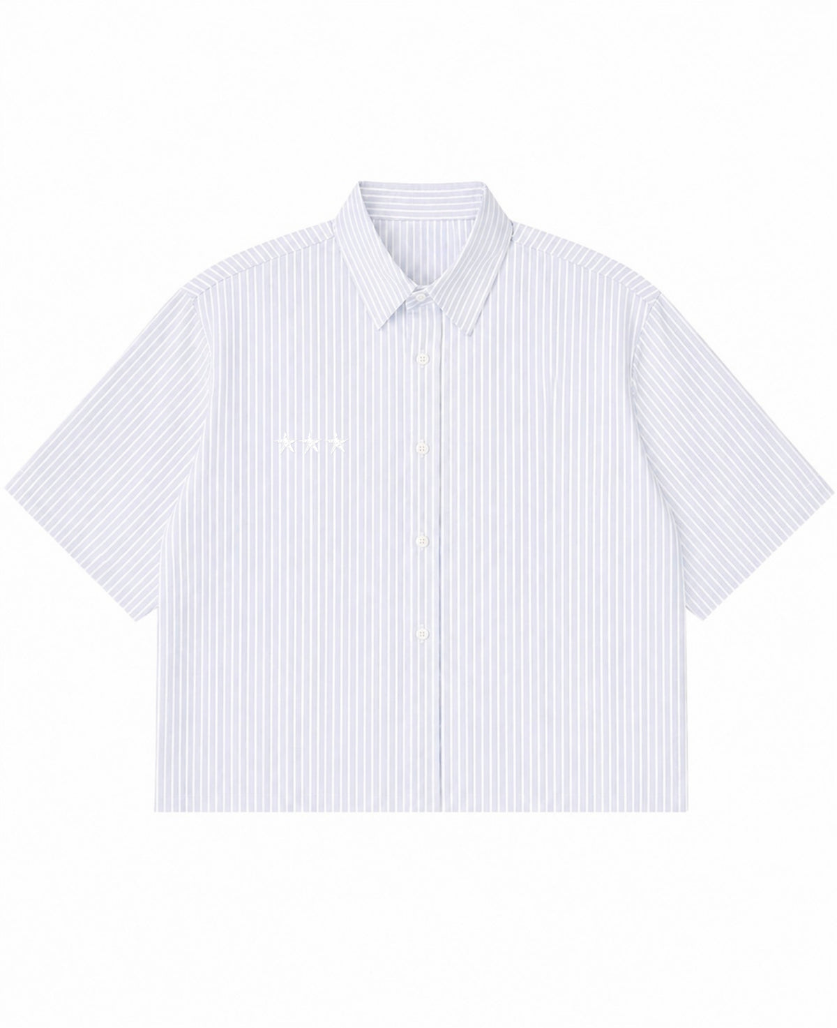 Blue Striped Oxford Boxy Shirt Front Design