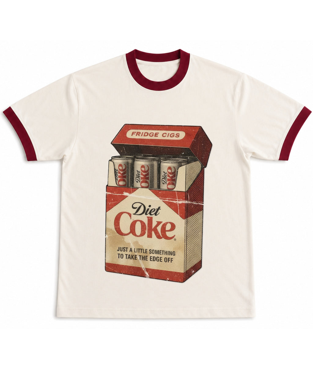 Off White & Maroon Ringer tee Front Design
