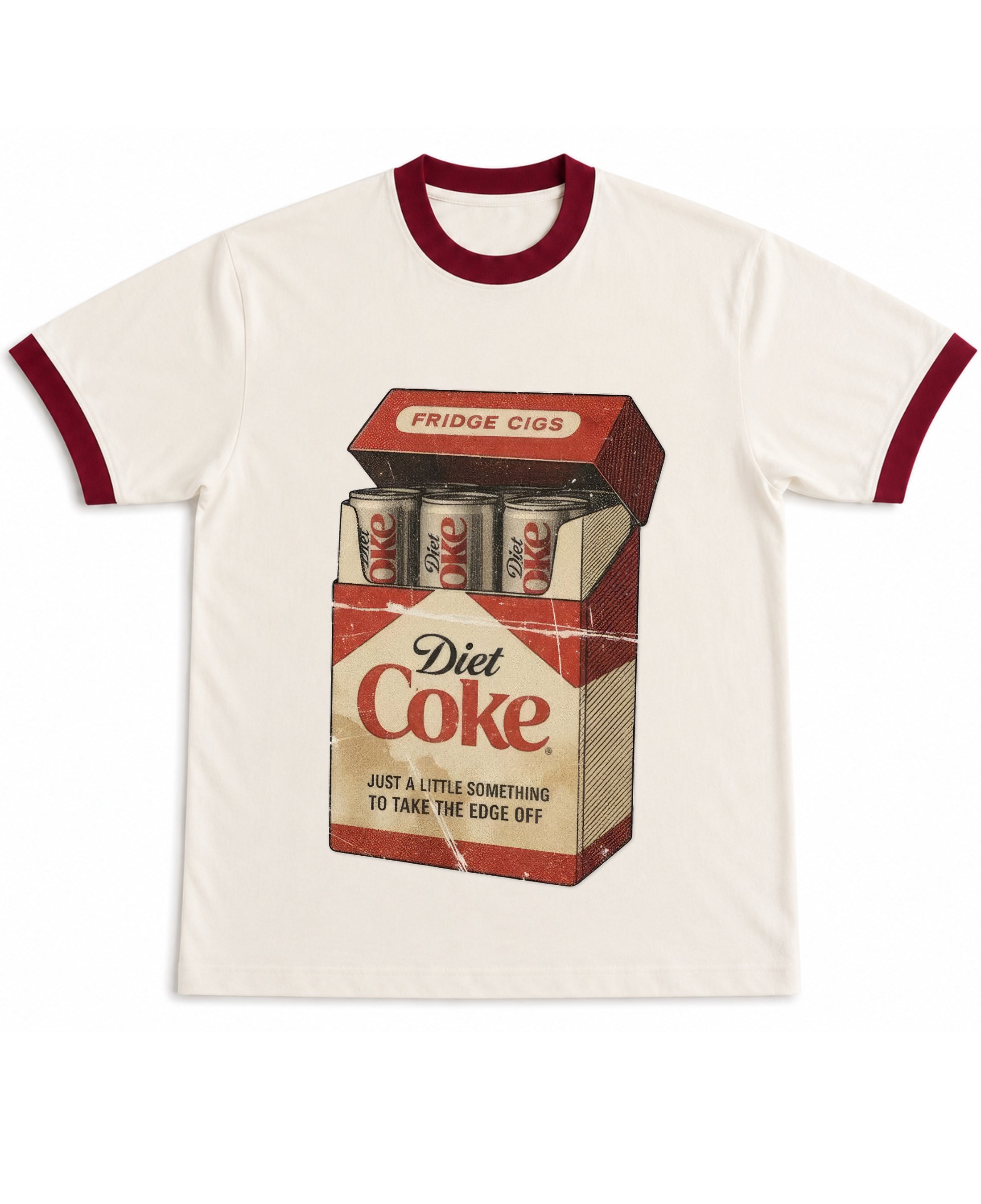 Off White & Maroon Ringer tee Front Design