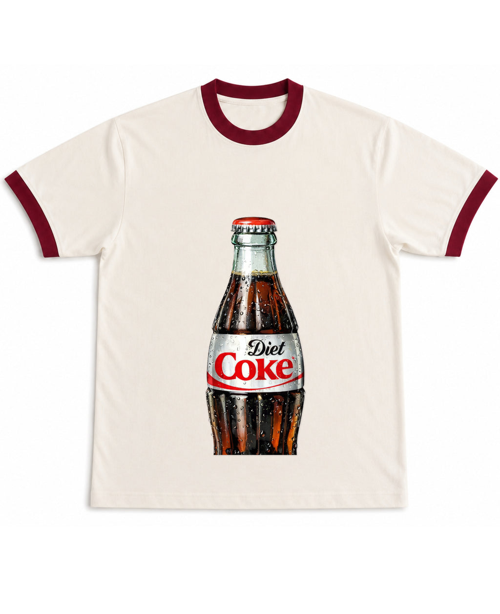 Off White & Maroon Ringer tee Front Design