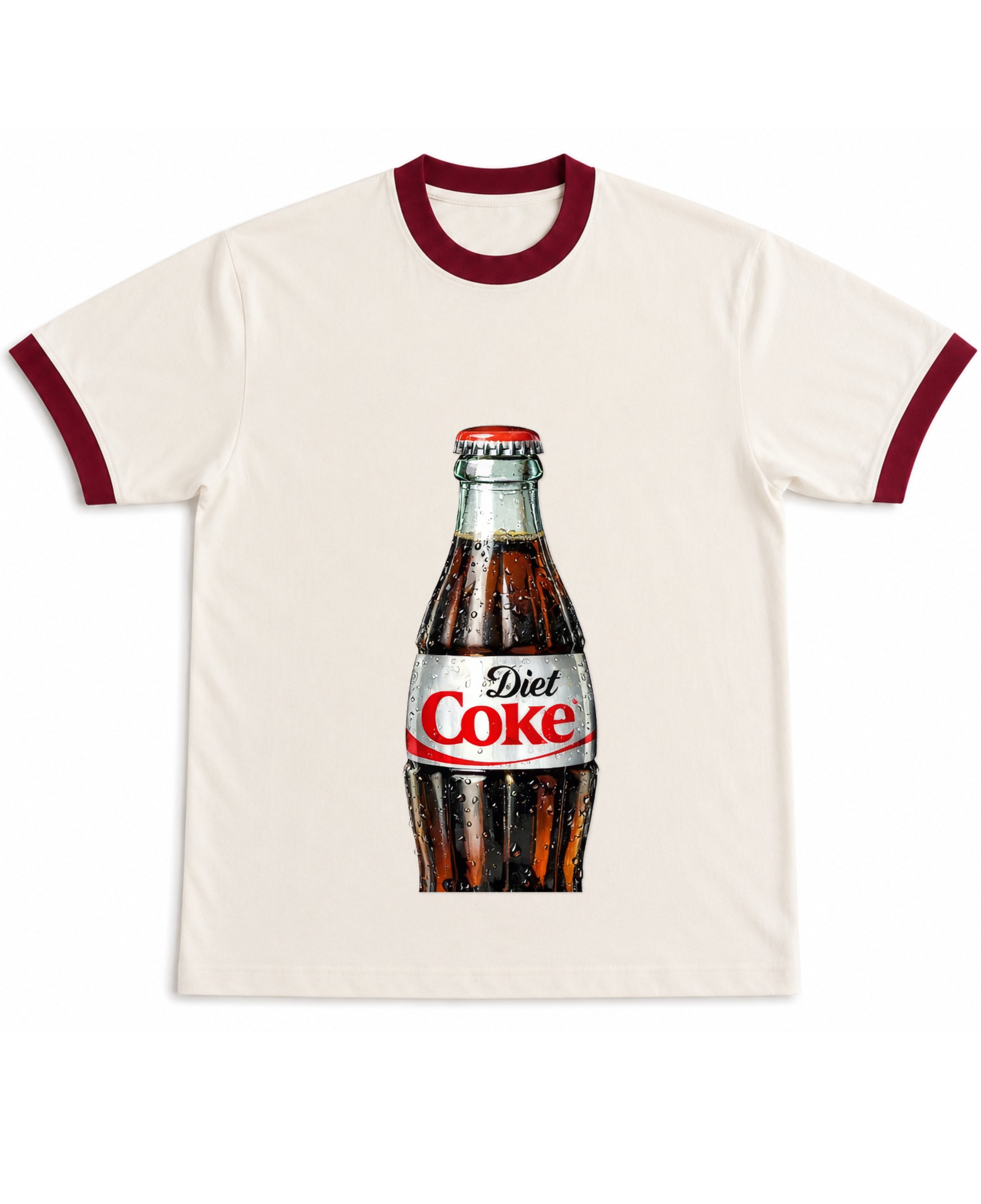 Off White & Maroon Ringer tee Front Design