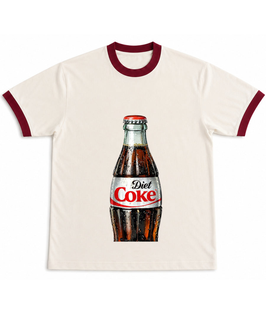 Off White & Maroon Ringer tee Front Design