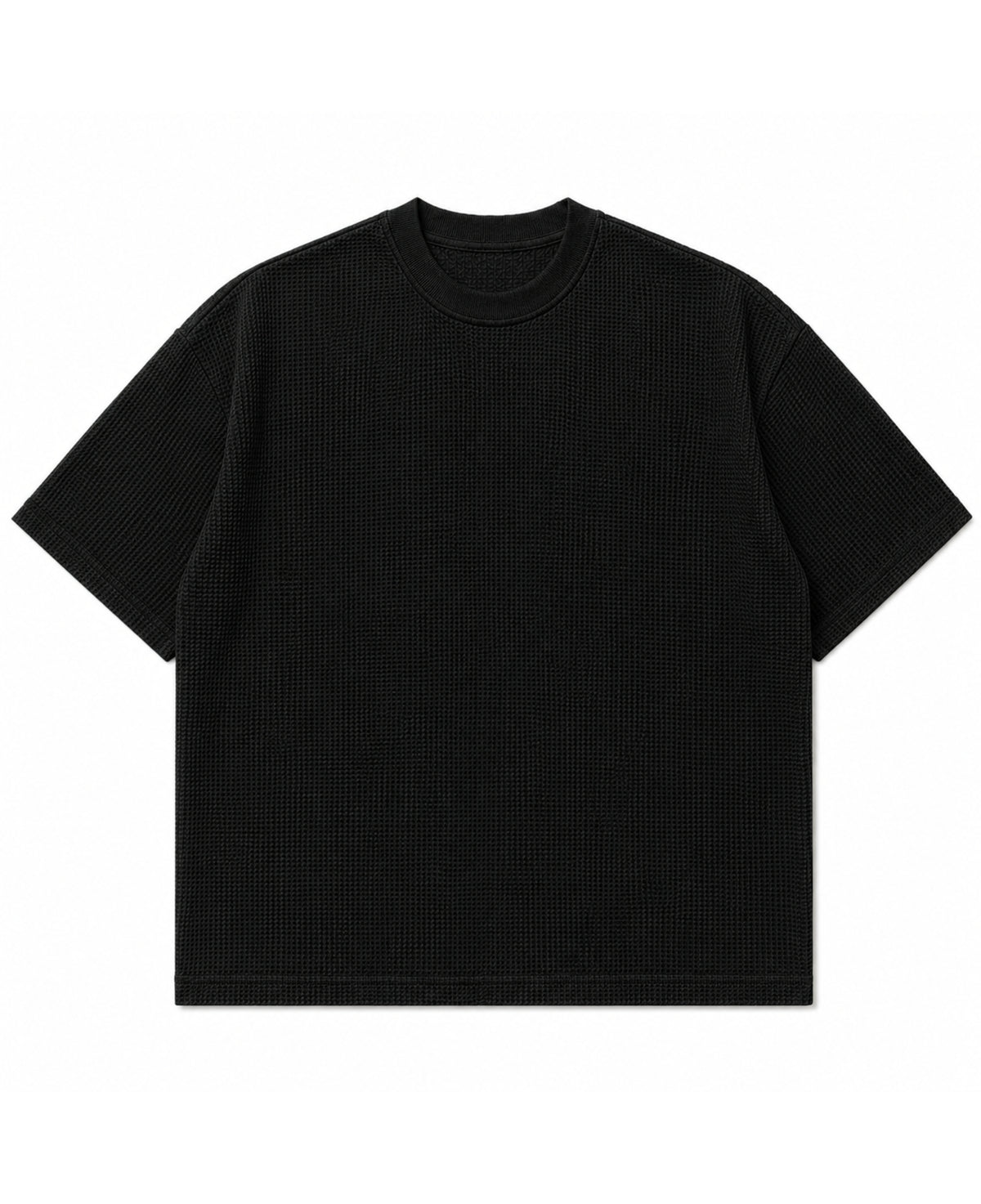 Black waffle boxy fit Front Design
