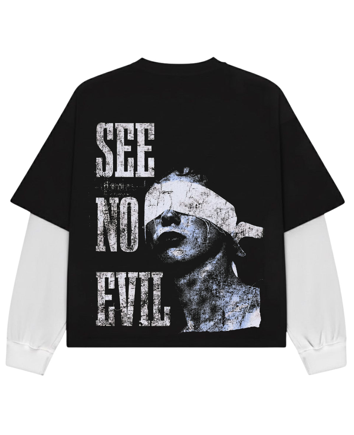 Black With White Sleeve Oversized Tee Back Design