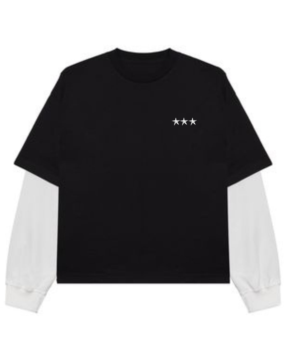 Black With White Sleeve Oversized Tee Front Design