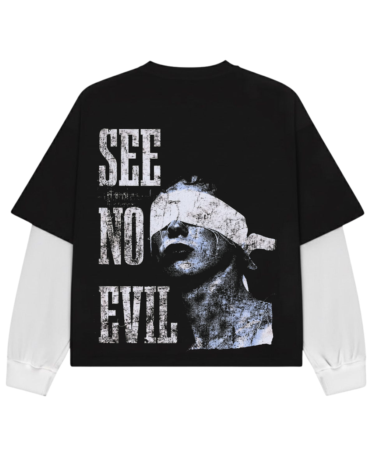 Black With White Sleeve Oversized Tee Back Design