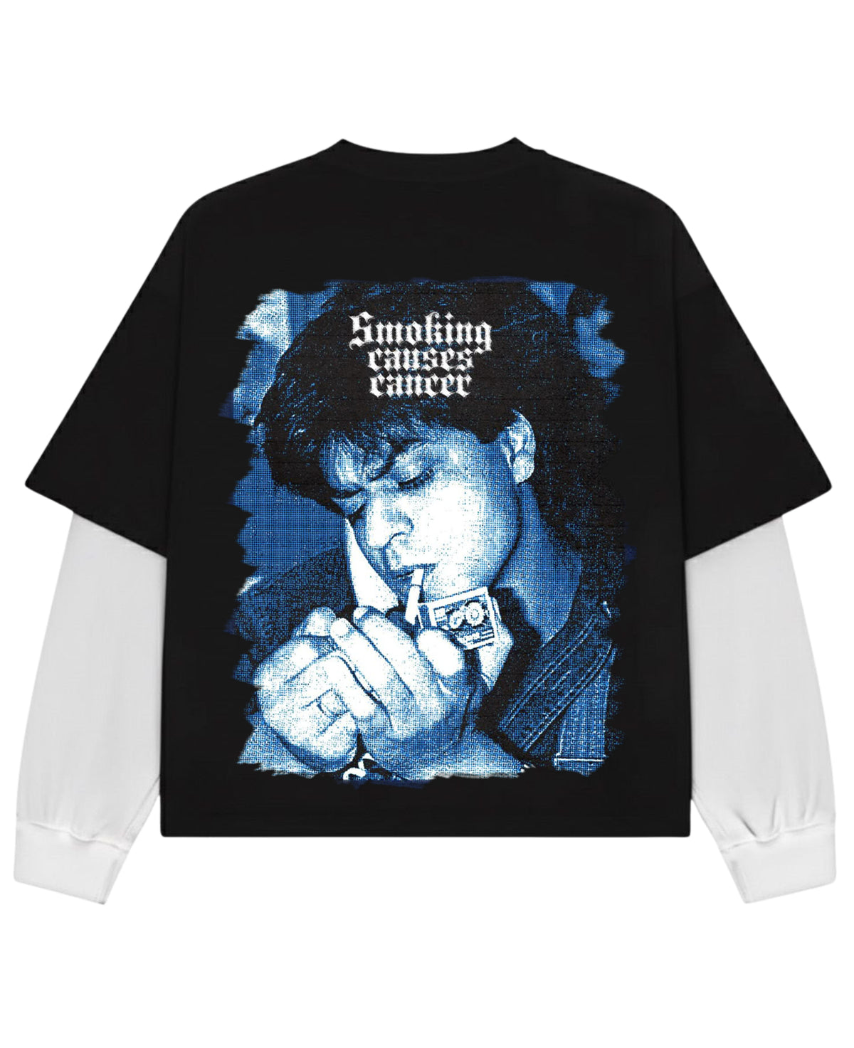 Black With White Sleeve Oversized Tee Back Design