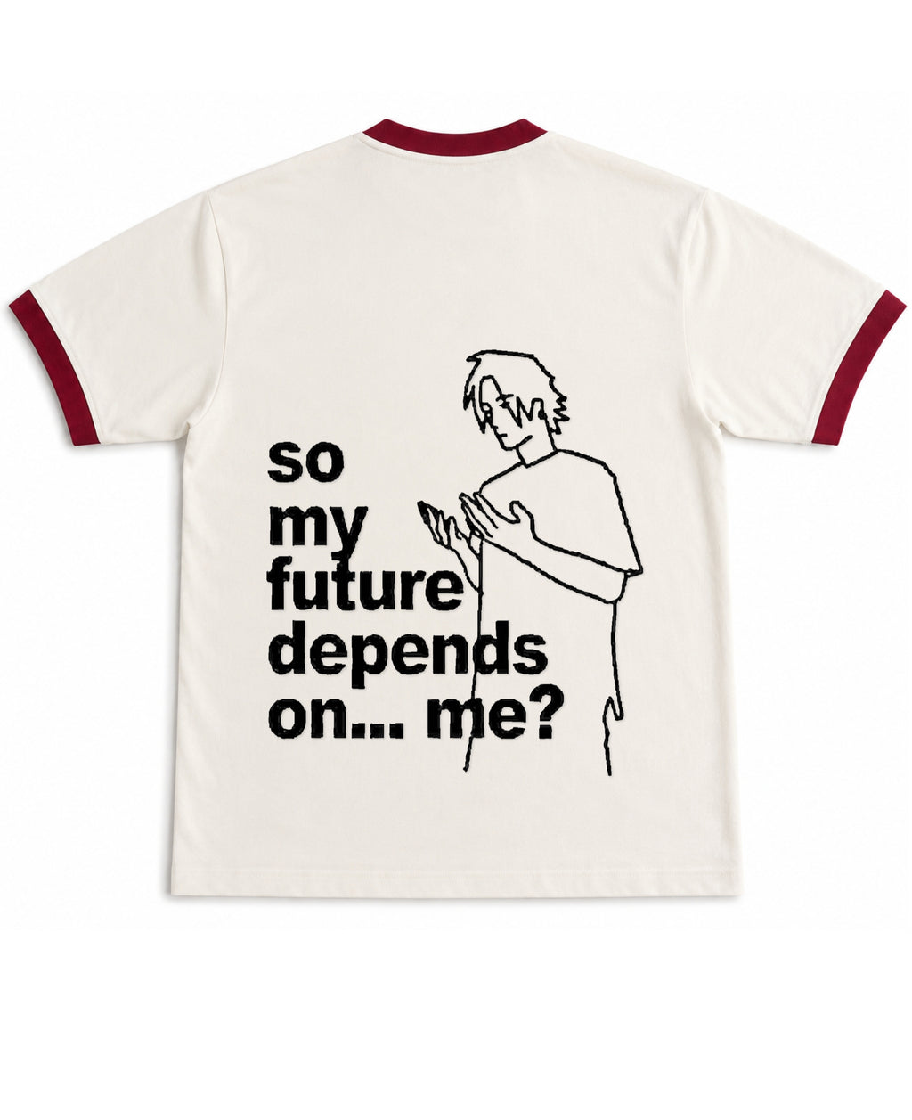 Off White & Maroon Ringer tee Back Design