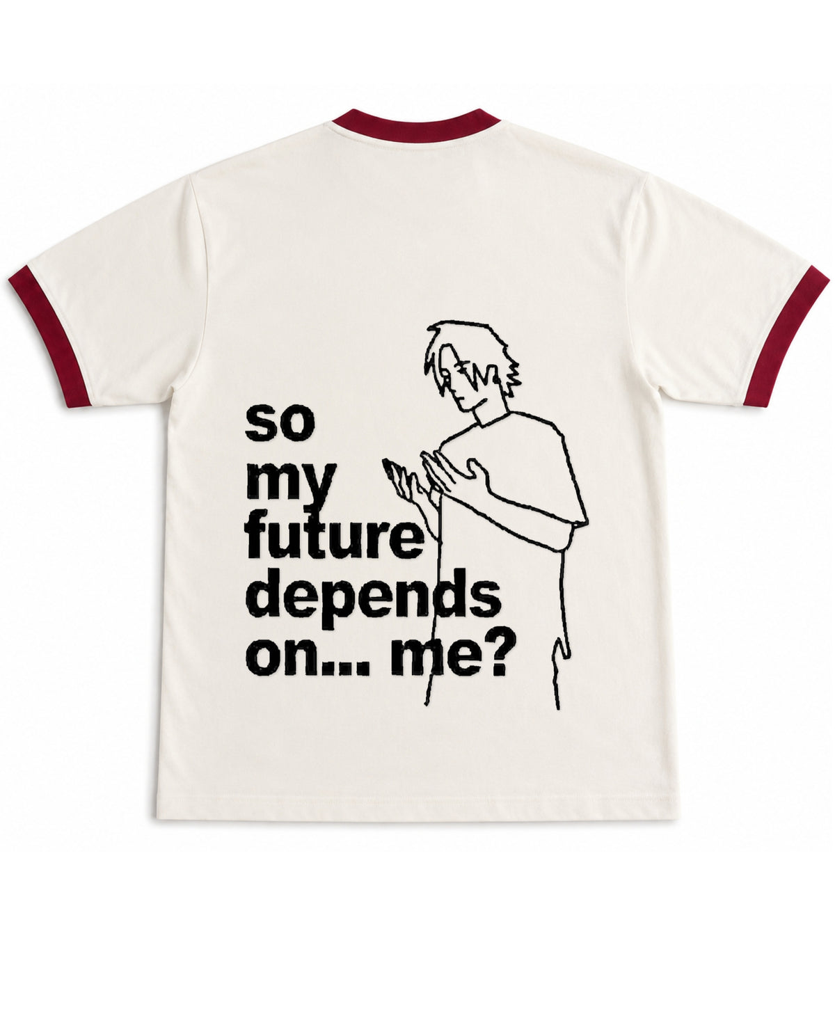 Off White & Maroon Ringer tee Back Design