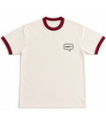 Off White & Maroon Ringer tee Front Design