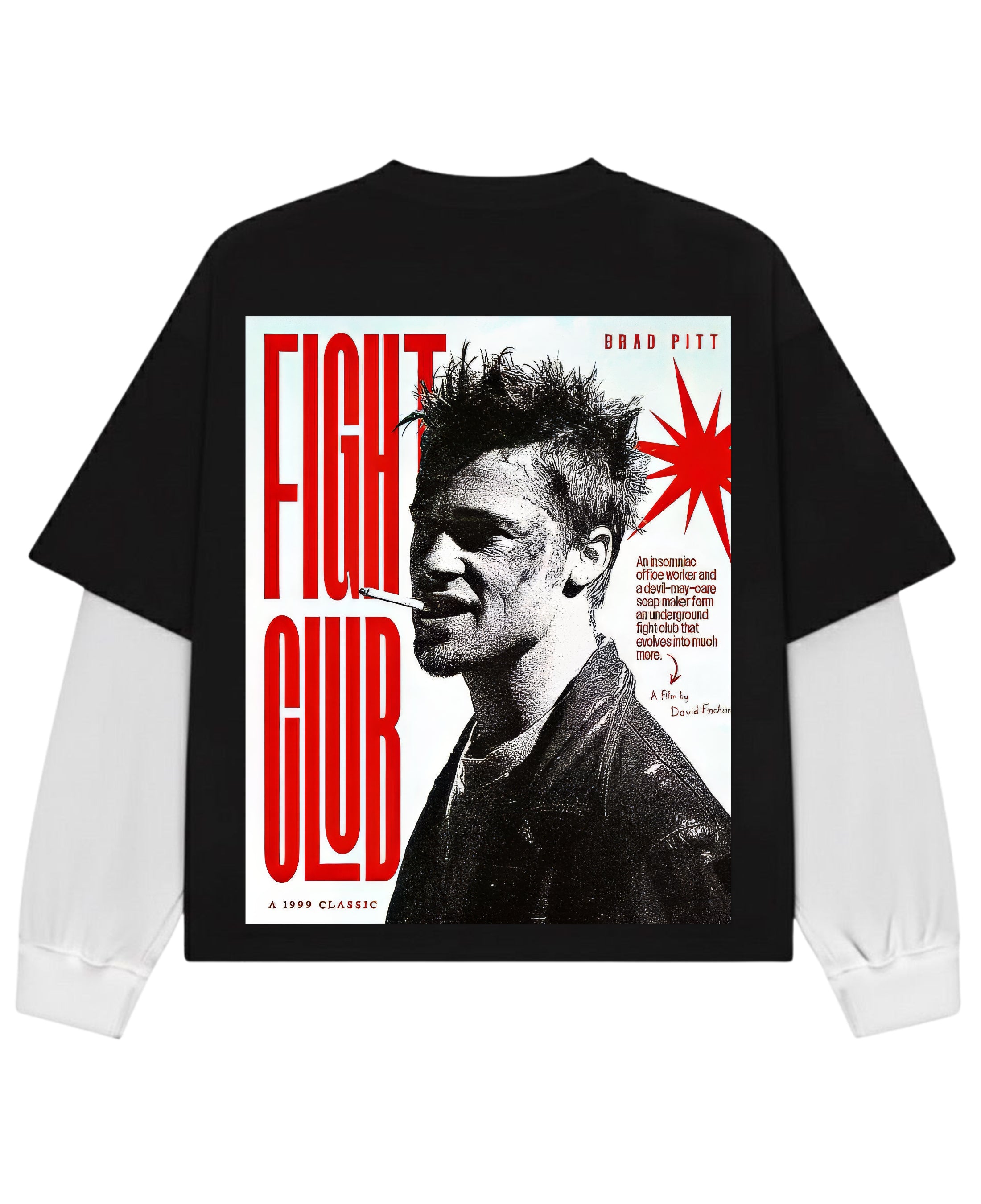 Black With White Sleeve Oversized Tee Back Design