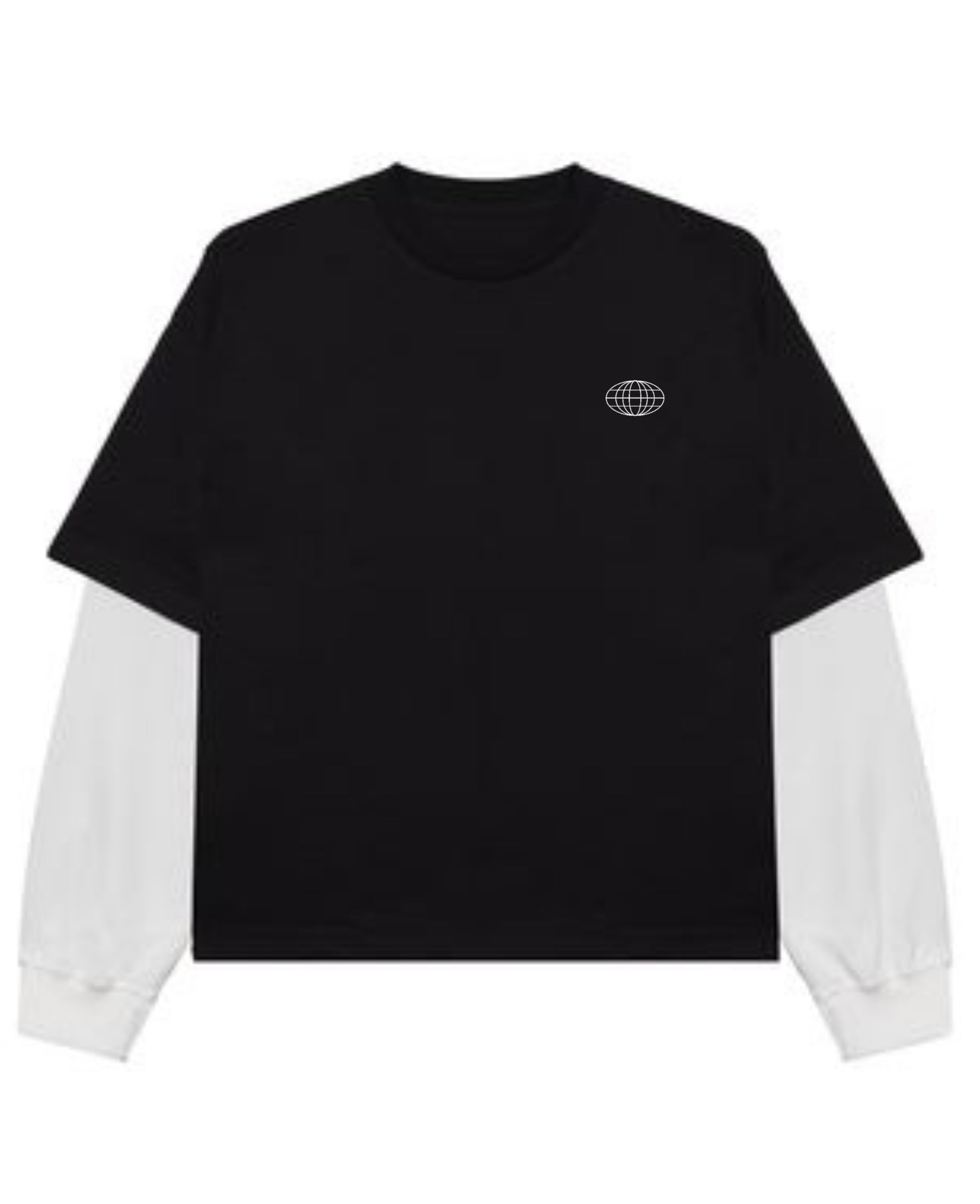 Black With White Sleeve Oversized Tee Front Design