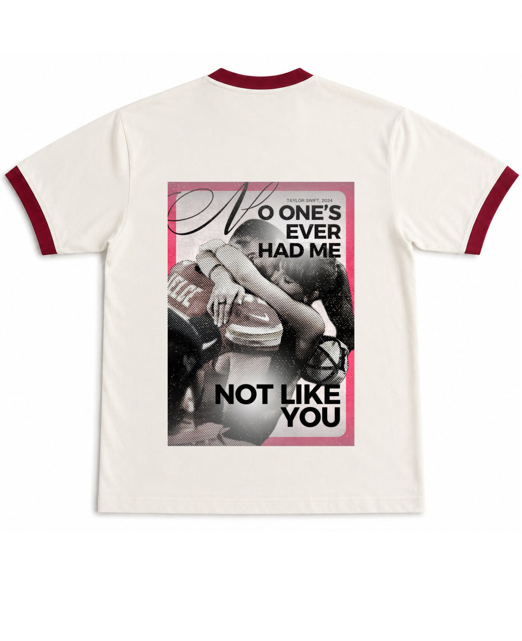 Off White & Maroon Ringer tee Back Design