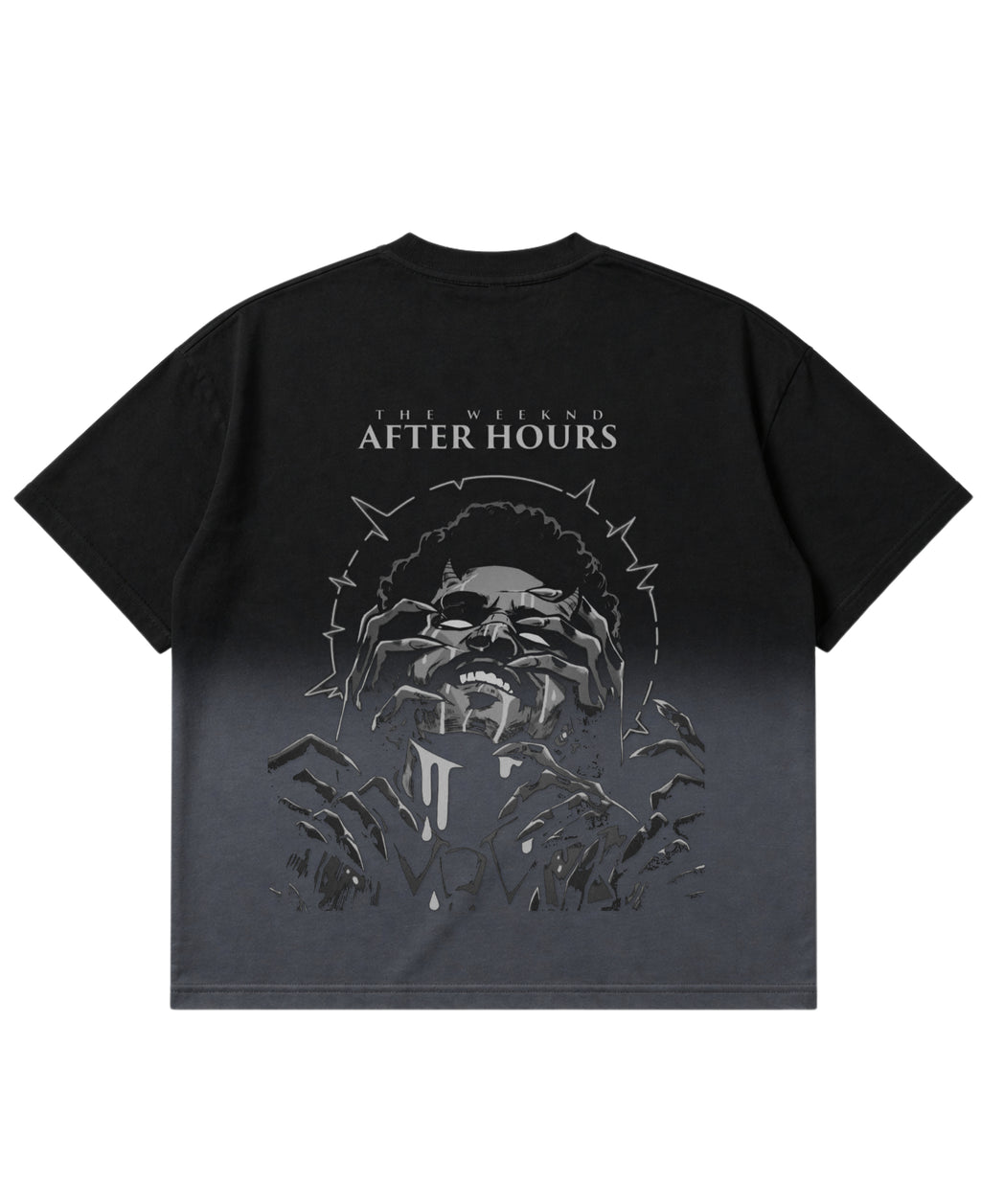 Black Ombré Wash Boxy Fit T-shirt Back Design
