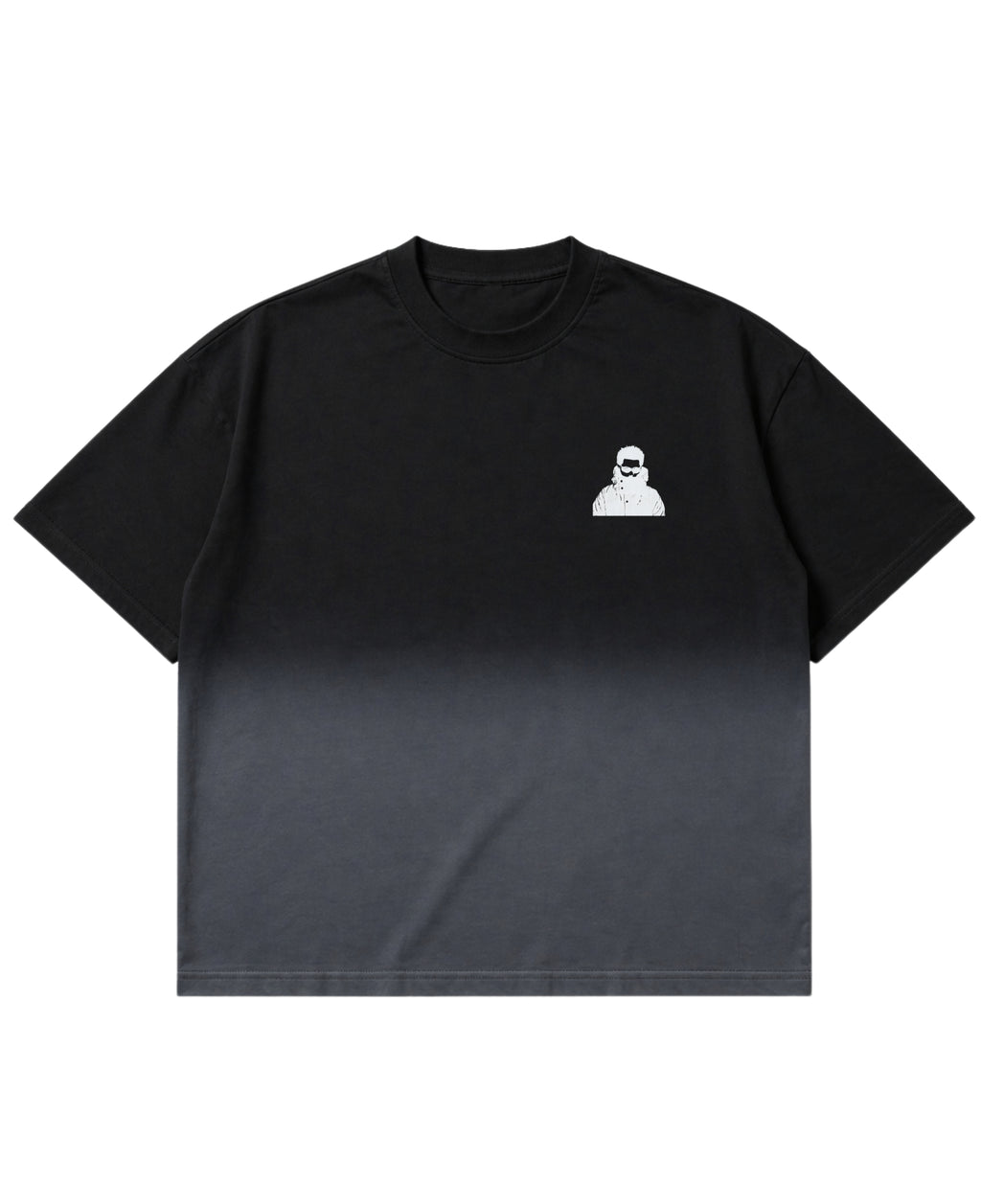 Black Ombré Wash Boxy Fit T-shirt Front Design