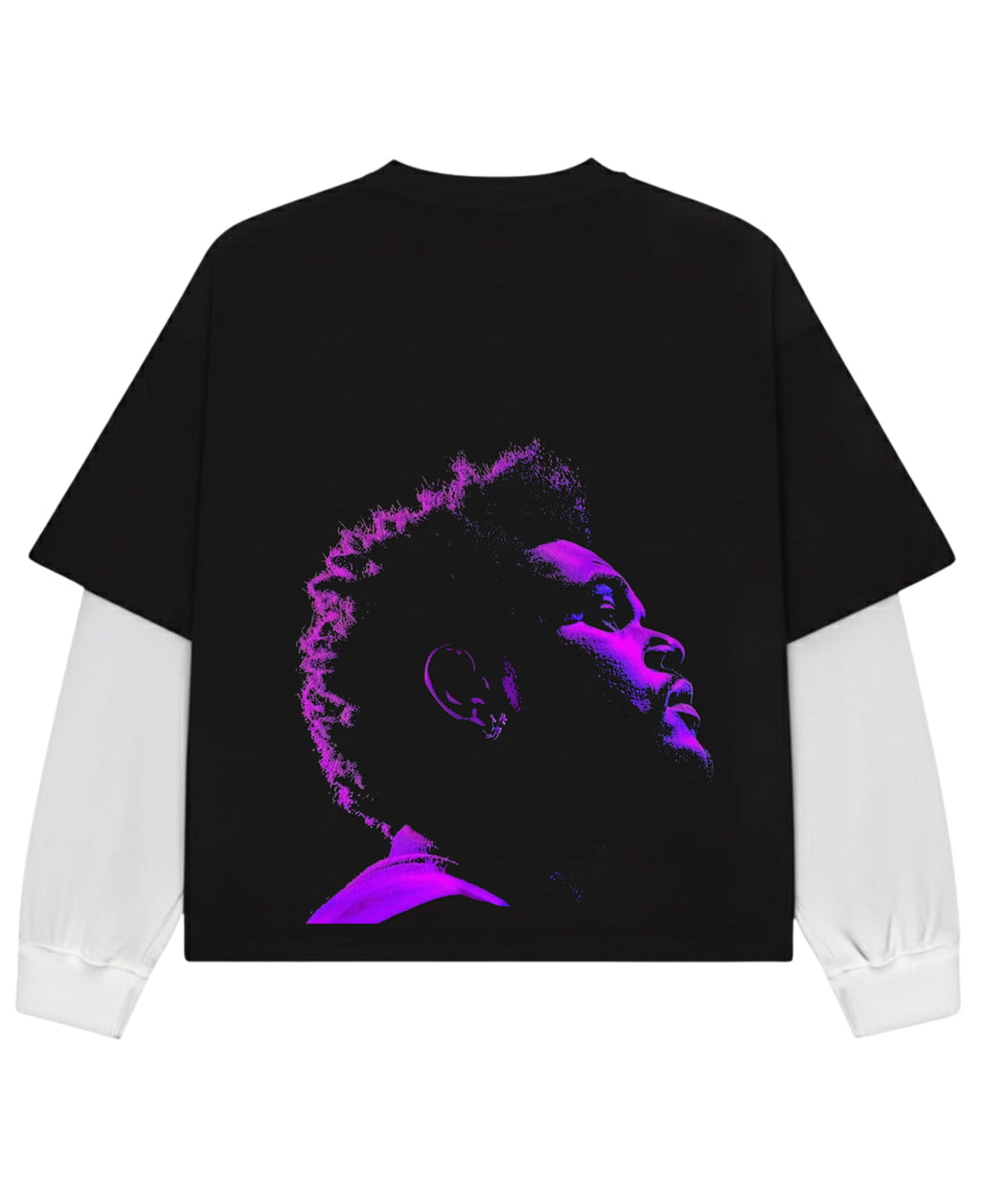 Black With White Sleeve Oversized Tee Back Design