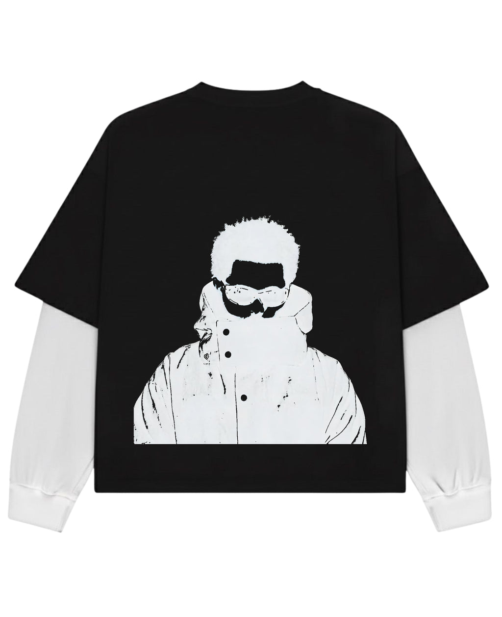 Black With White Sleeve Oversized Tee Back Design