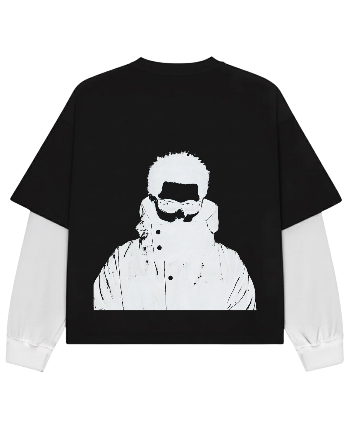 Black With White Sleeve Oversized Tee Back Design