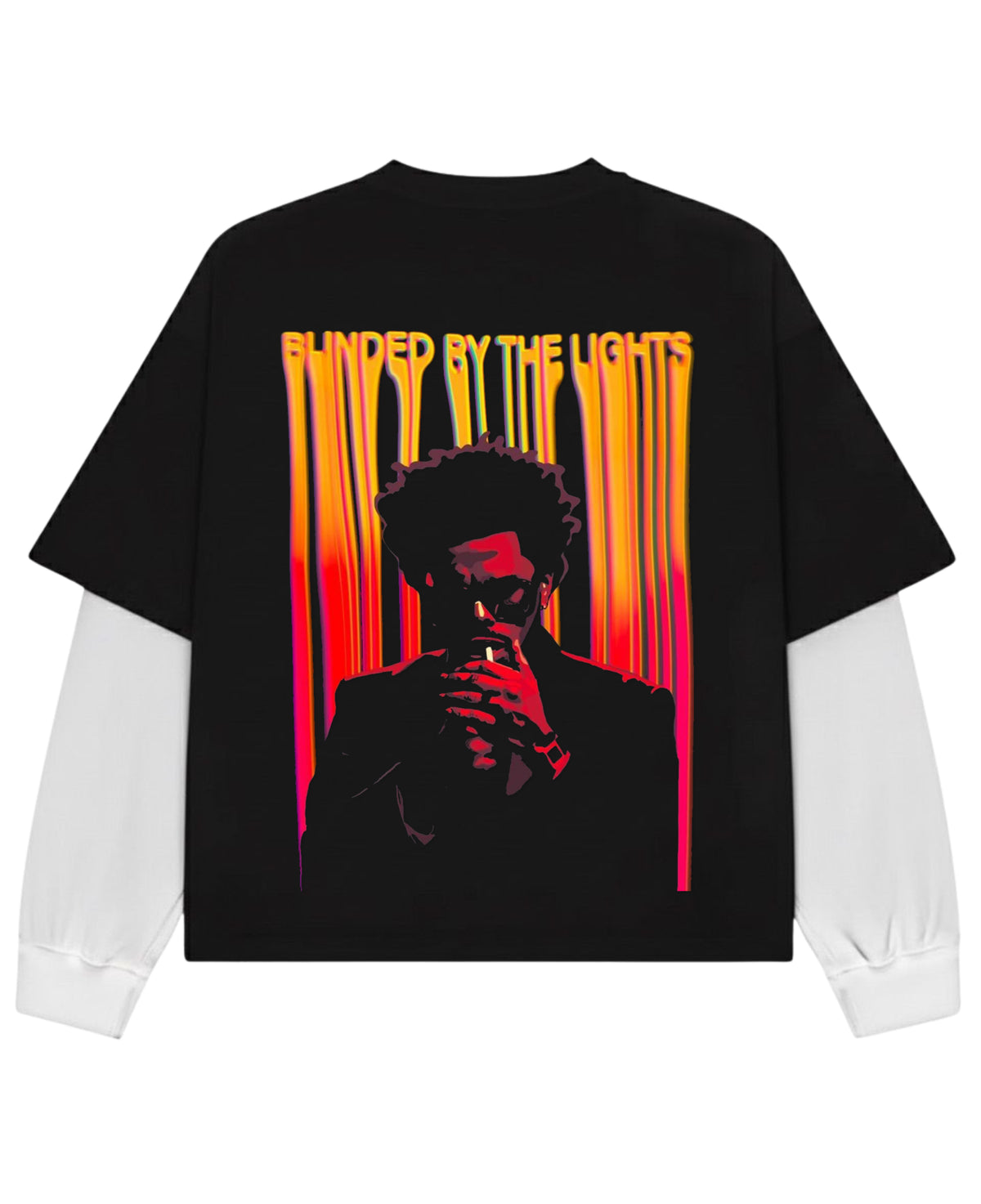 Black With White Sleeve Oversized Tee Back Design