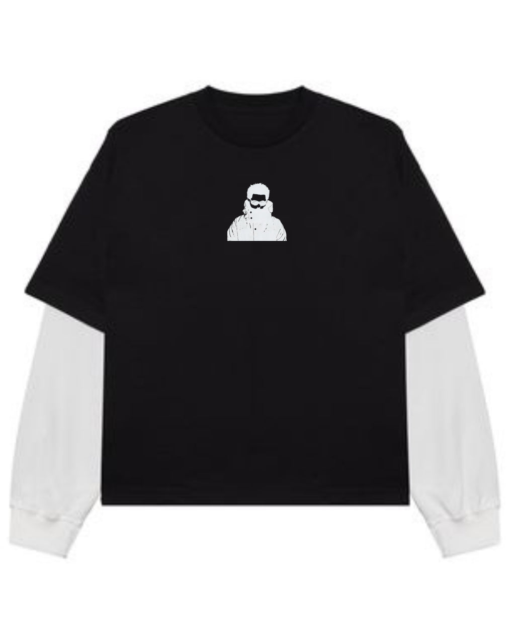 Black With White Sleeve Oversized Tee Front Design