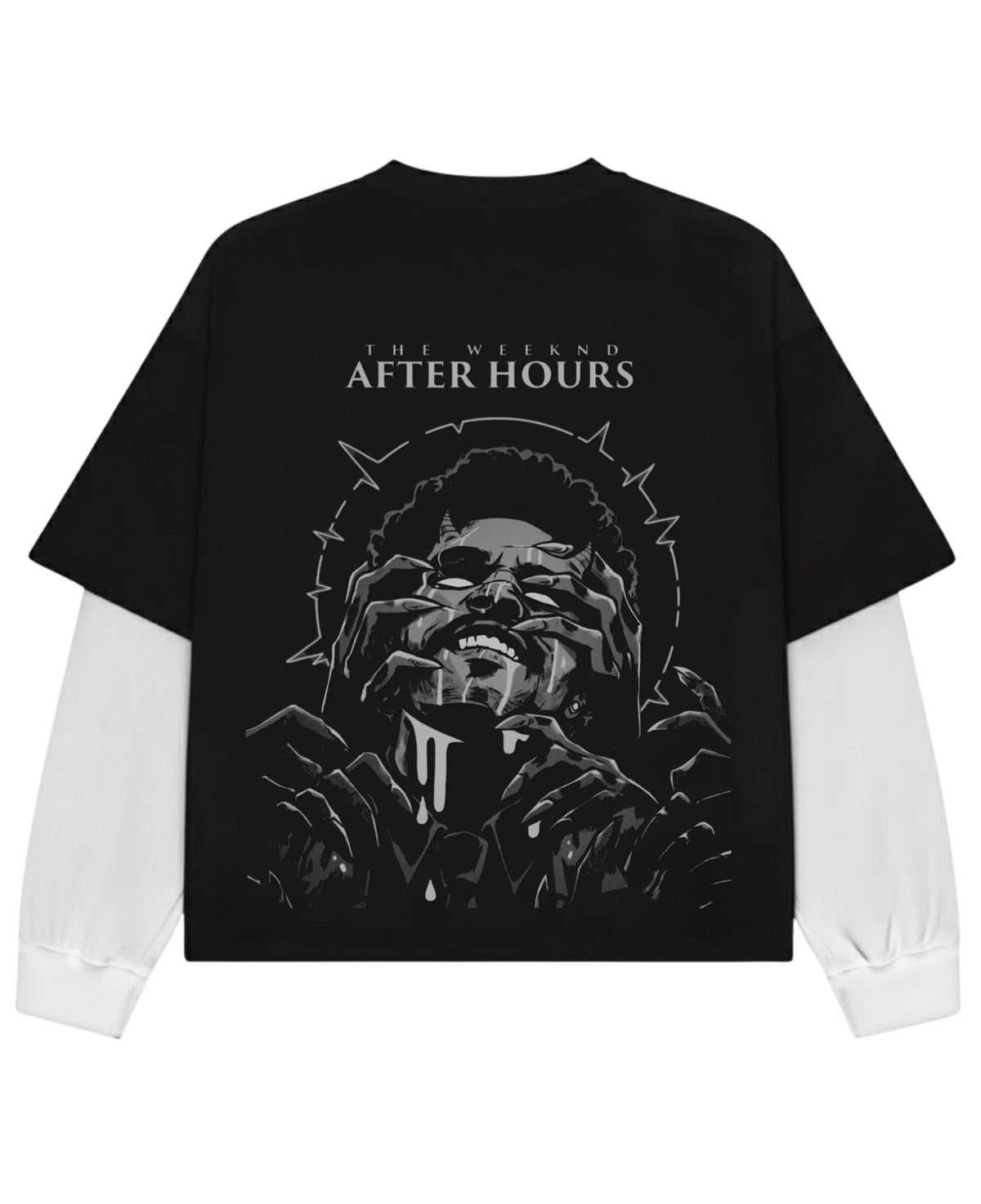 Black With White Sleeve Oversized Tee Back Design