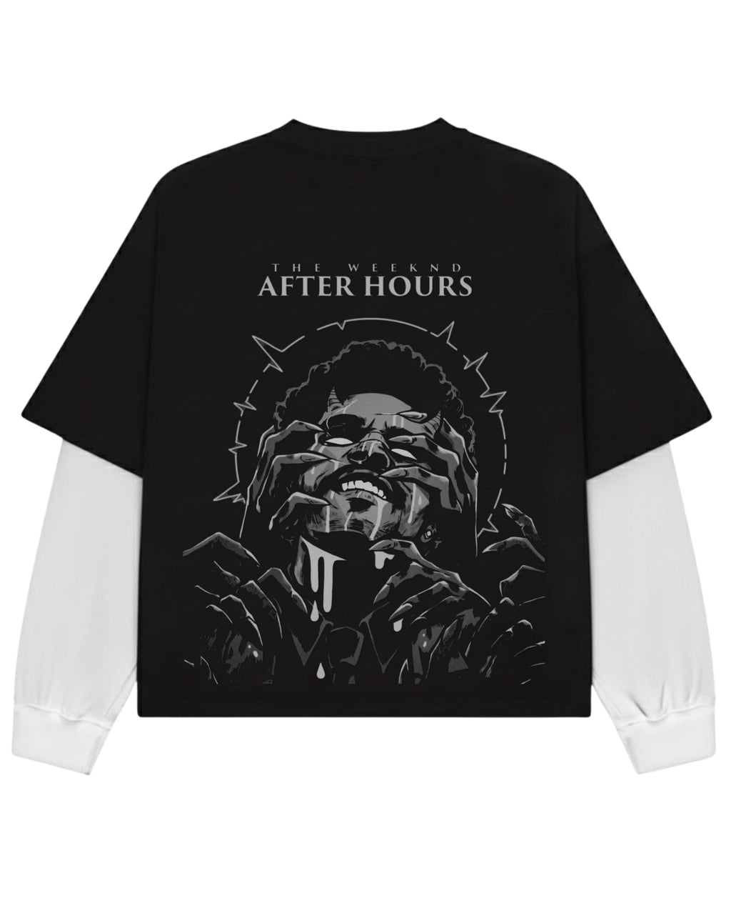 Black With White Sleeve Oversized Tee Back Design