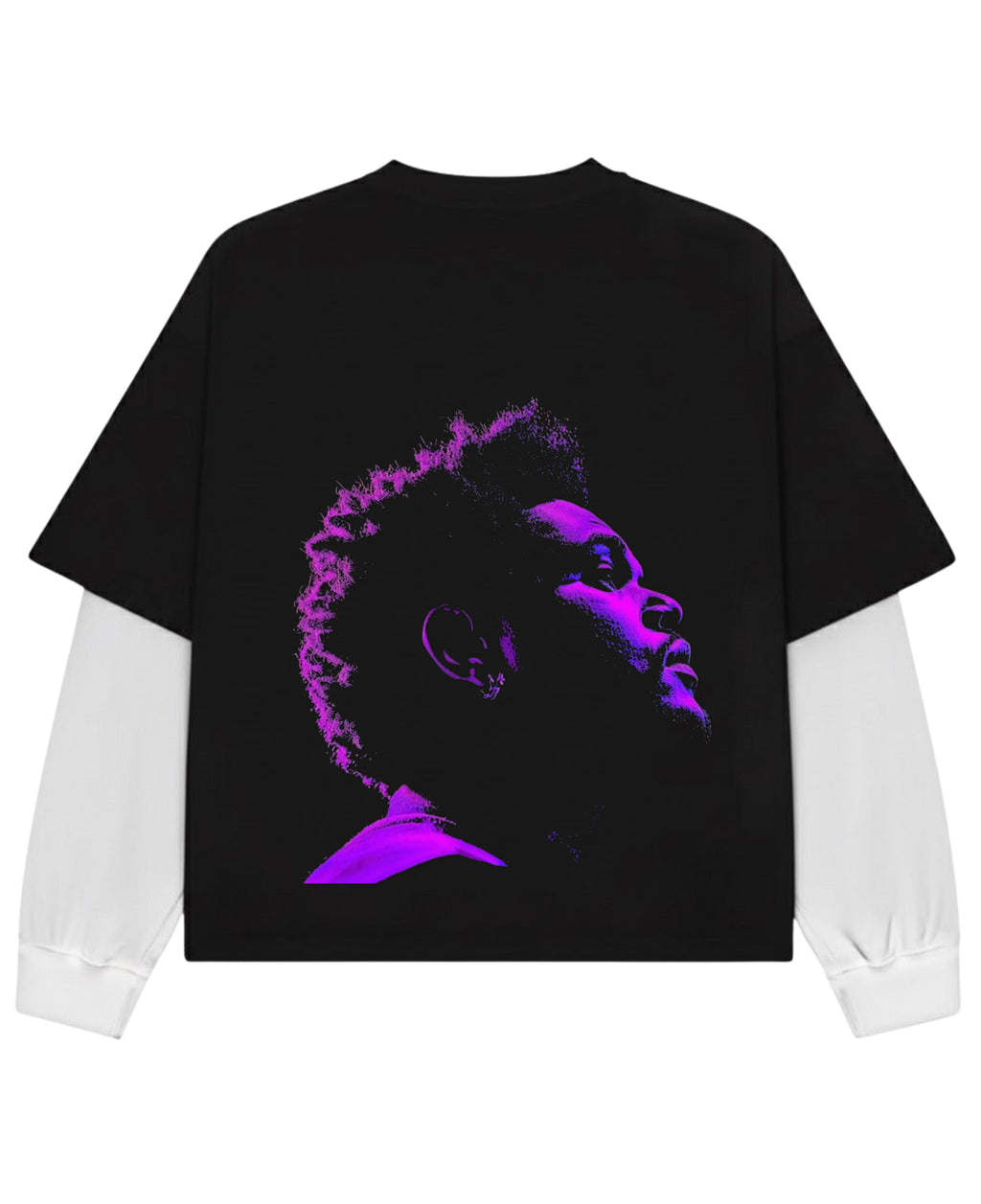 Black With White Sleeve Oversized Tee Back Design