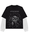 Black With White Sleeve Oversized Tee Front Design
